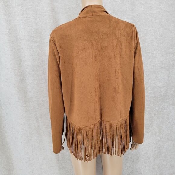 Lady's World Fringe Jacket Faux Suede Boho Hippie Western Women's Medium - Picture 4 of 8